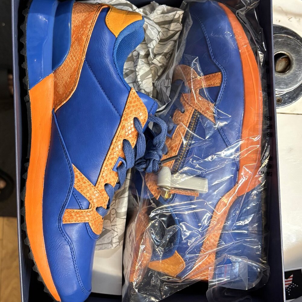 Mazino MAZ70– Blue & Orange Leather Sneakers